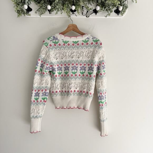 Zara Cottage Core Pastel Floral Crochet Cardigan Small 22-3179 - Picture 5 of 5